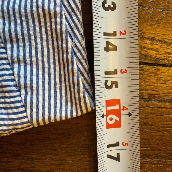 346 Brooks Brothers Seersucker Navy Striped Bermuda Shorts 100% Cotton Size 8 - Picture 8 of 10